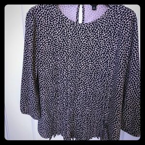 Ann Taylor Pleat-Front Print Blouse